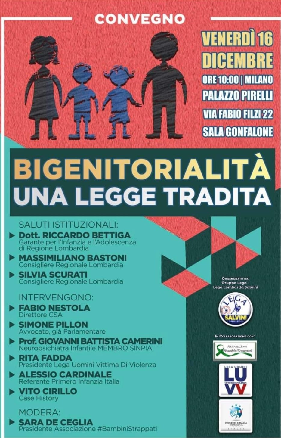 Convegno “Bigenitorialità Una Legge Tradita” – Milano Venerdì 16 Dicembre Ore 10:00 Palazzo Pirelli –